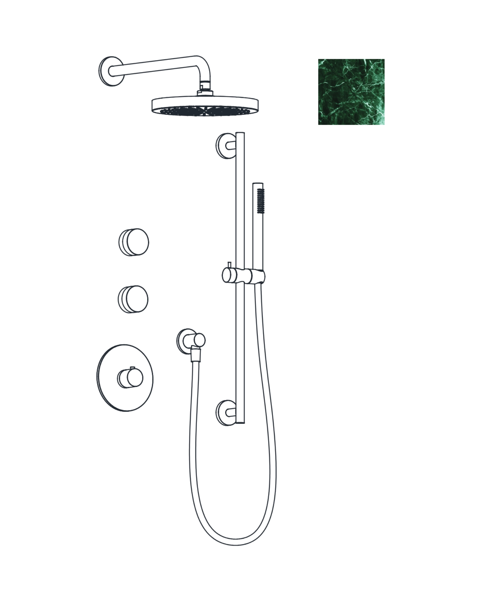 2-Way Thermostatic Shower Trim Set