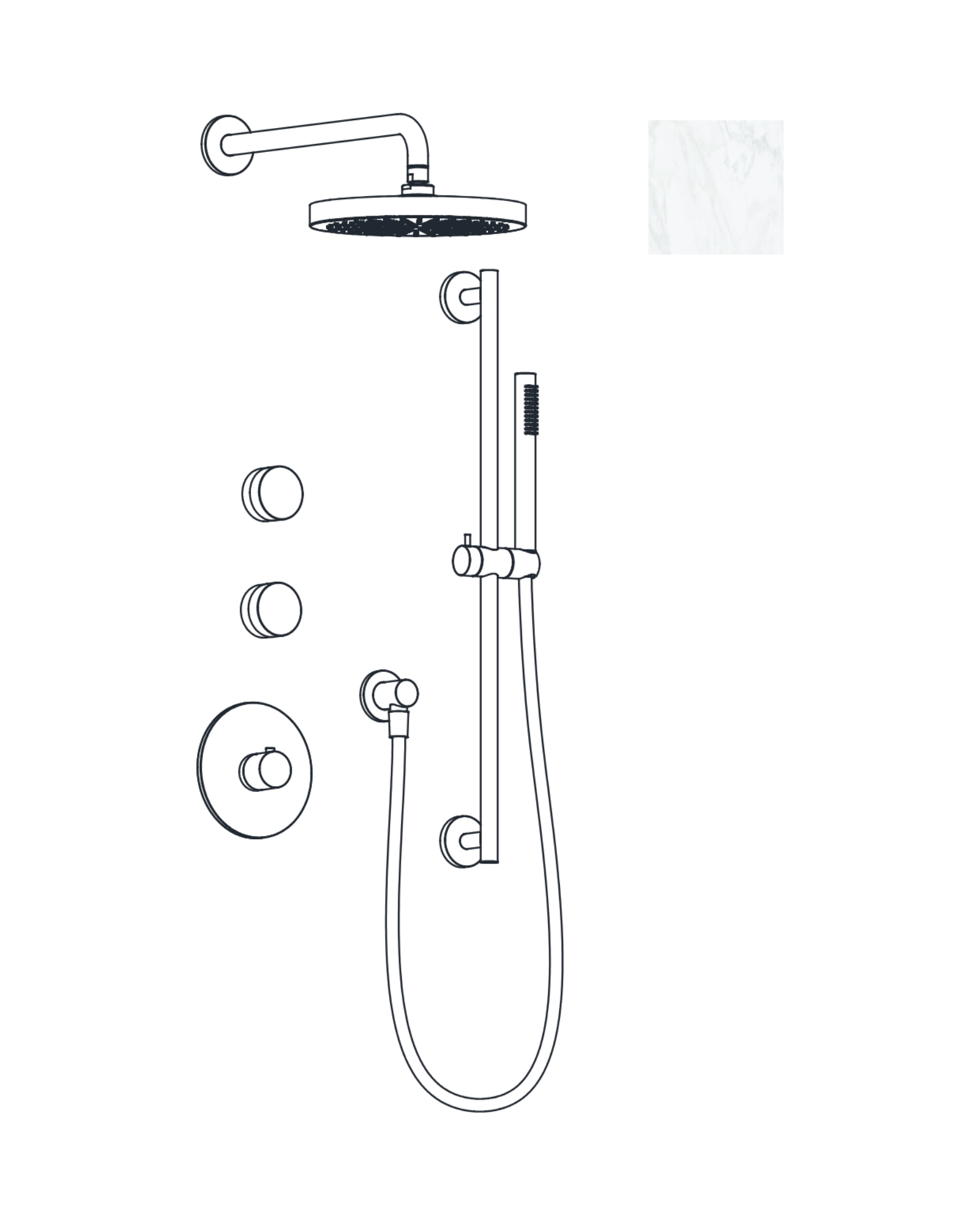 2-Way Thermostatic Shower Trim Set