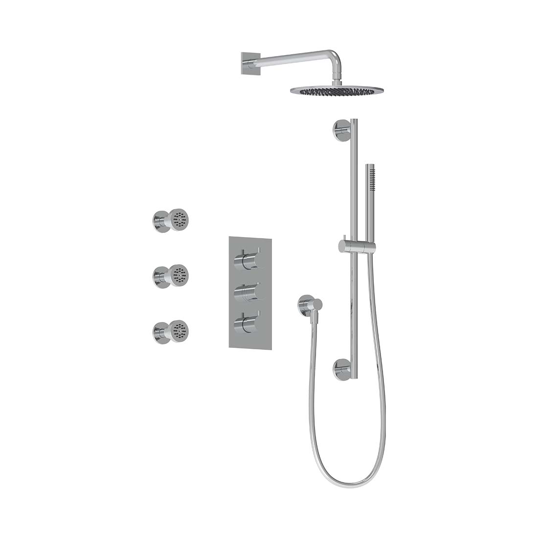 3-Way Thermostatic Shower Trim Set with Body Sprays
