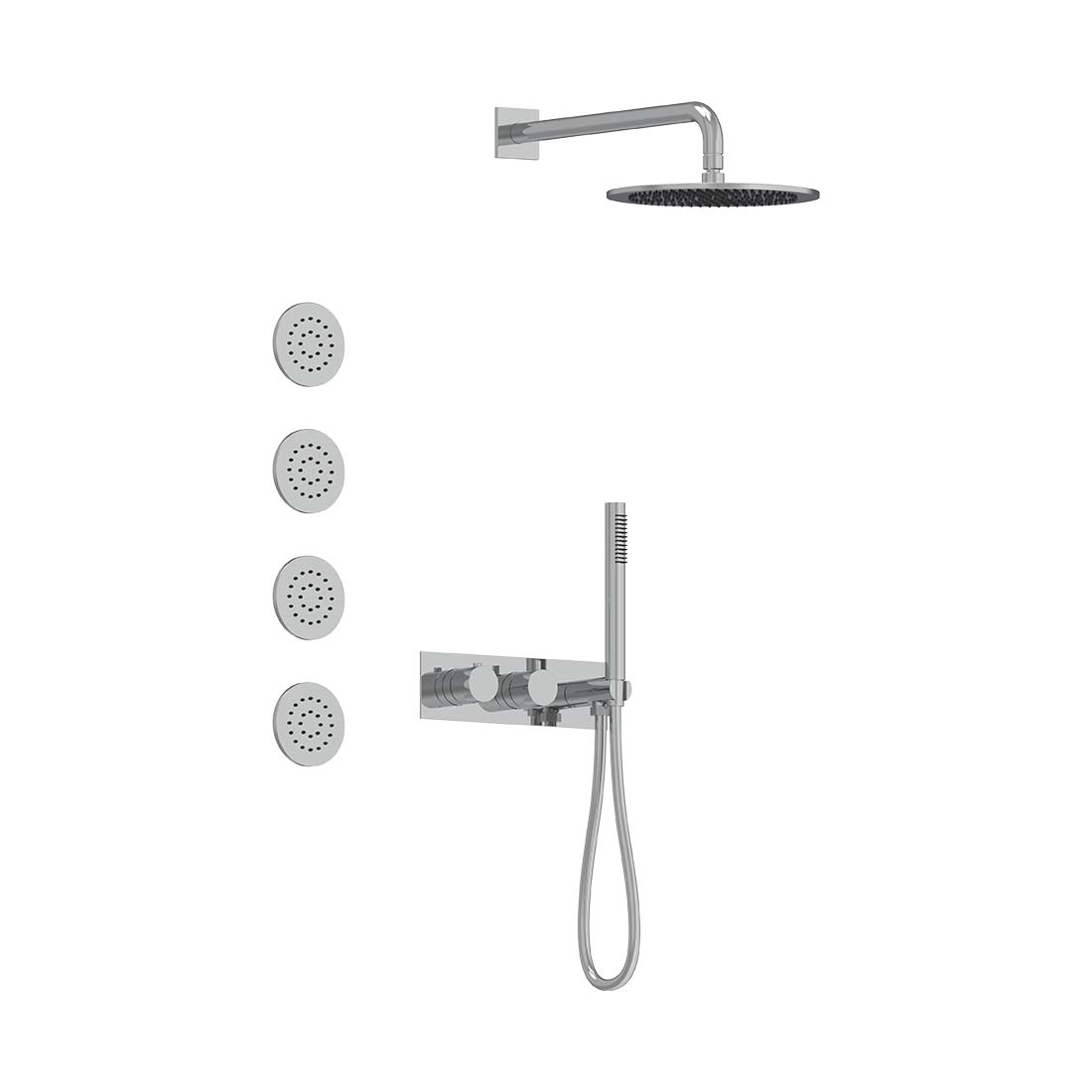 3-Way Thermostatic Shower Trim Set with Body Sprays