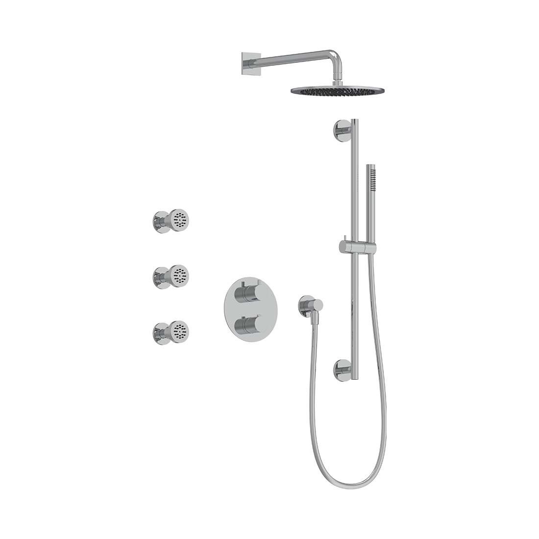 3-Way Thermostatic Shower Trim Set with Sprays