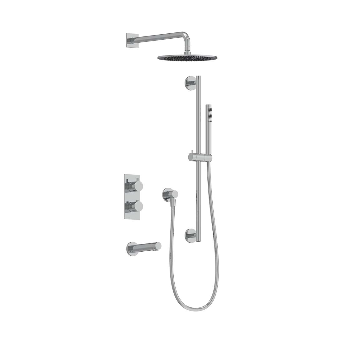 3-Way Thermostatic Shower Trim Set with Tub Spout