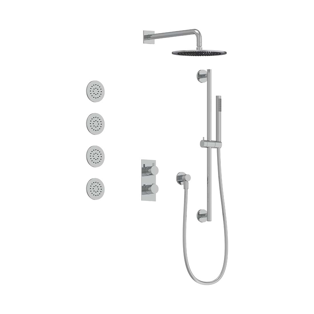 3-Way Thermostatic Shower Trim Set with Sprays