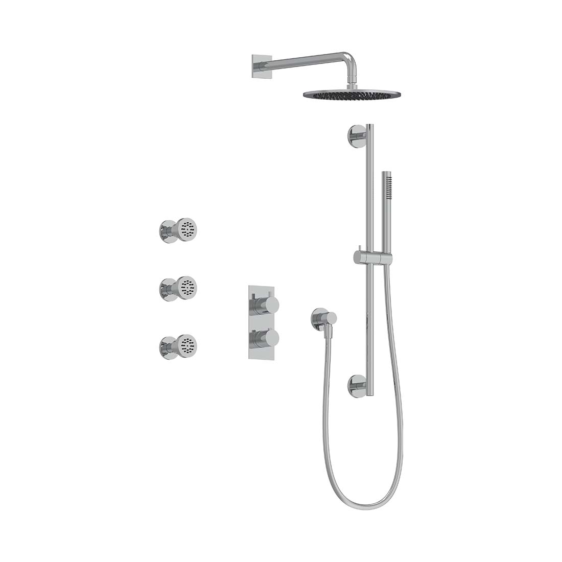 3-Way Thermostatic Shower Trim Set with Sprays