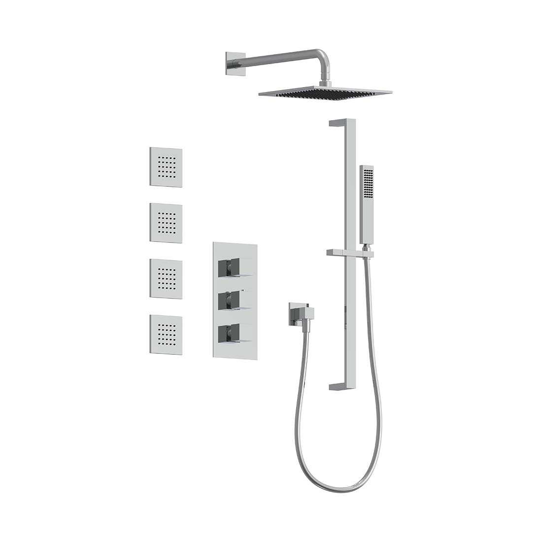 3-Way Thermostatic Shower Trim Set with Sprays
