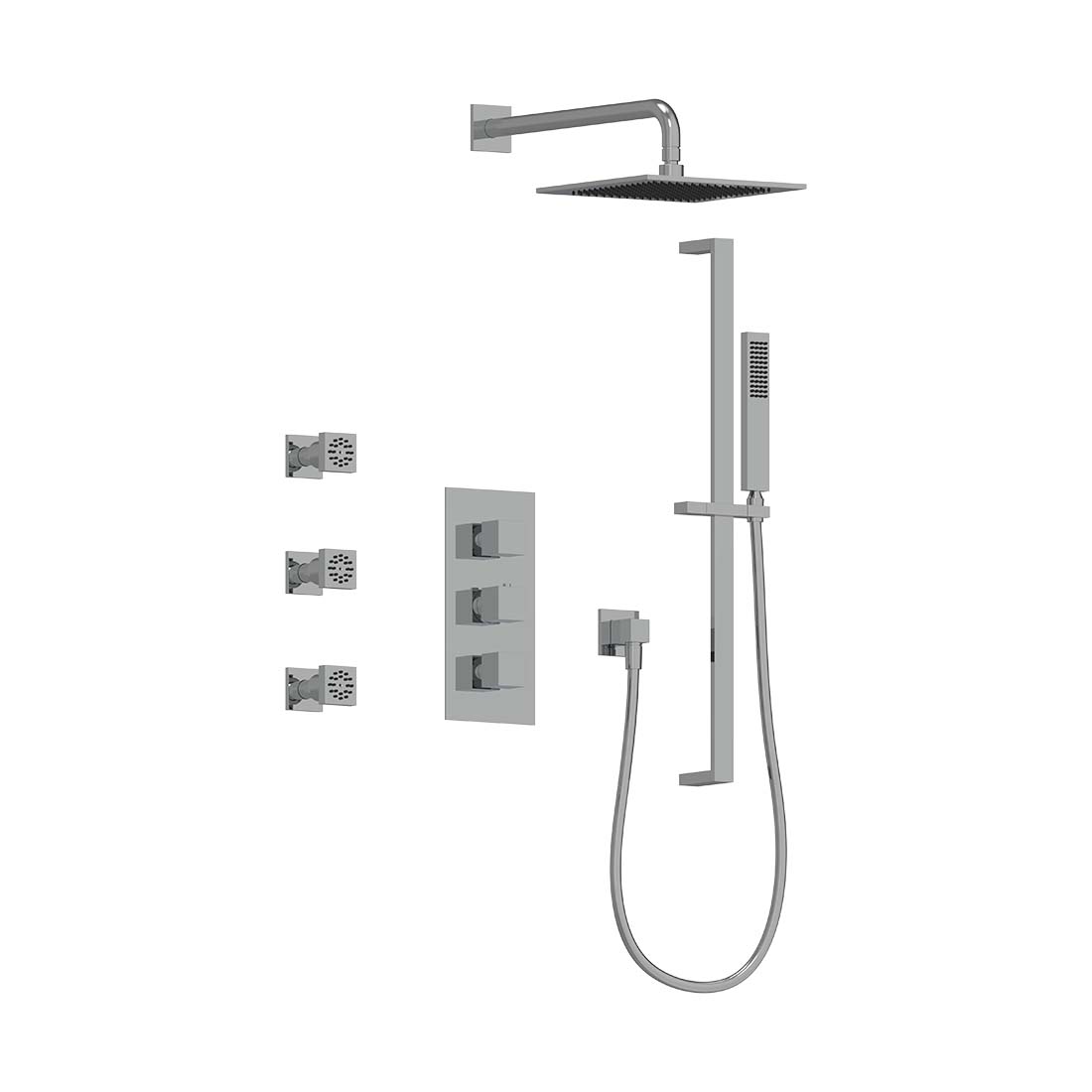 3-Way Thermostatic Shower Trim Set with Sprays