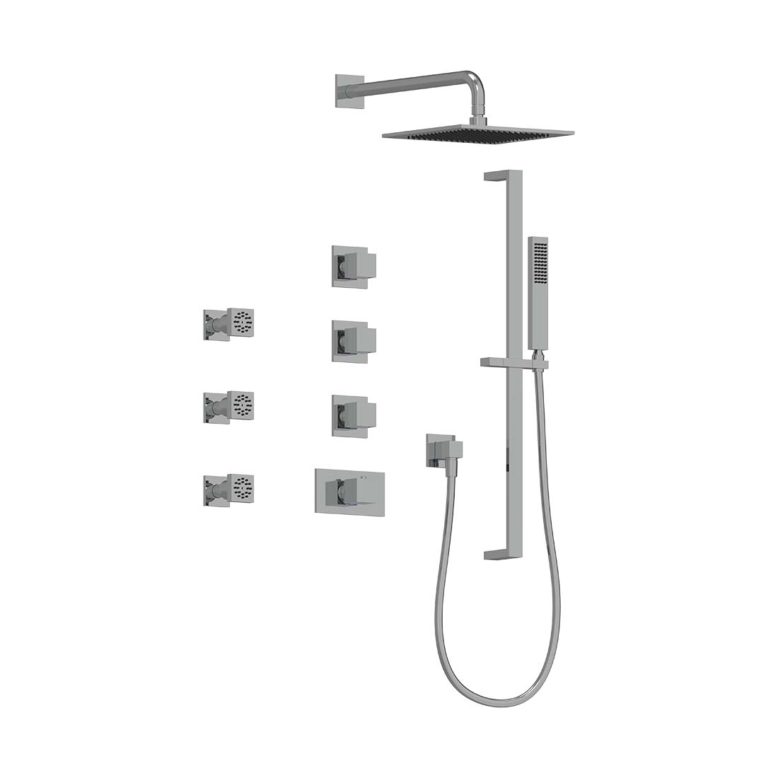 3-Way Thermostatic Shower Trim Set with Sprays