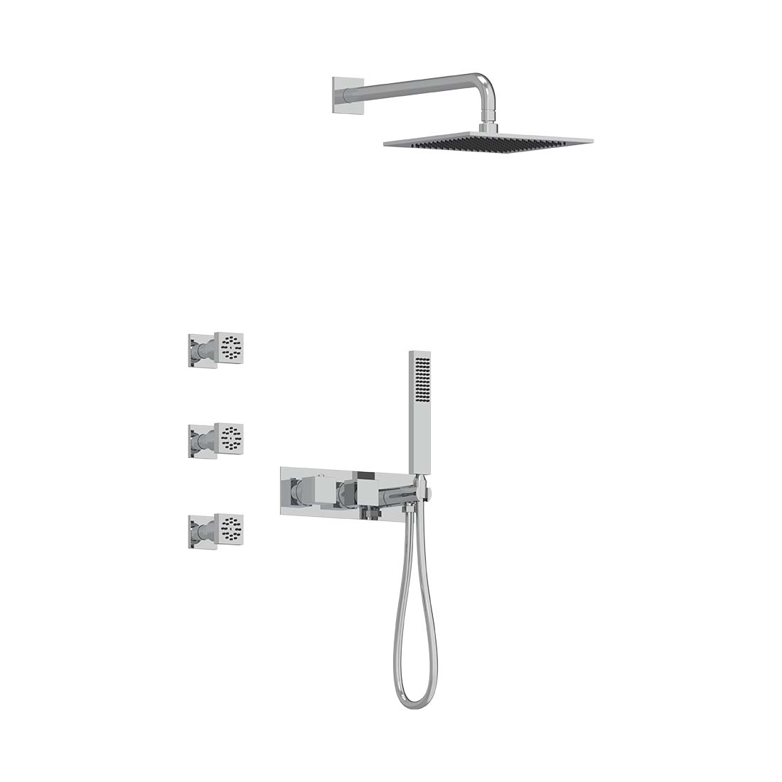 3-Way Thermostatic Shower Trim Set with Sprays
