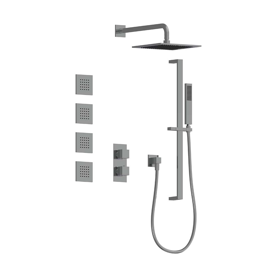 3-Way Thermostatic Shower Trim Set with Sprays