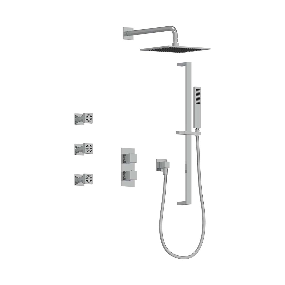 3-Way Thermostatic Shower Trim Set with Sprays