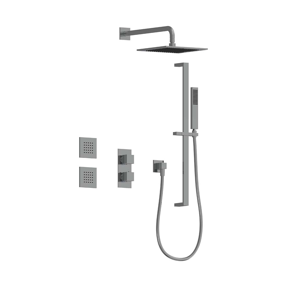 3-Way Thermostatic Shower Trim Set with Sprays