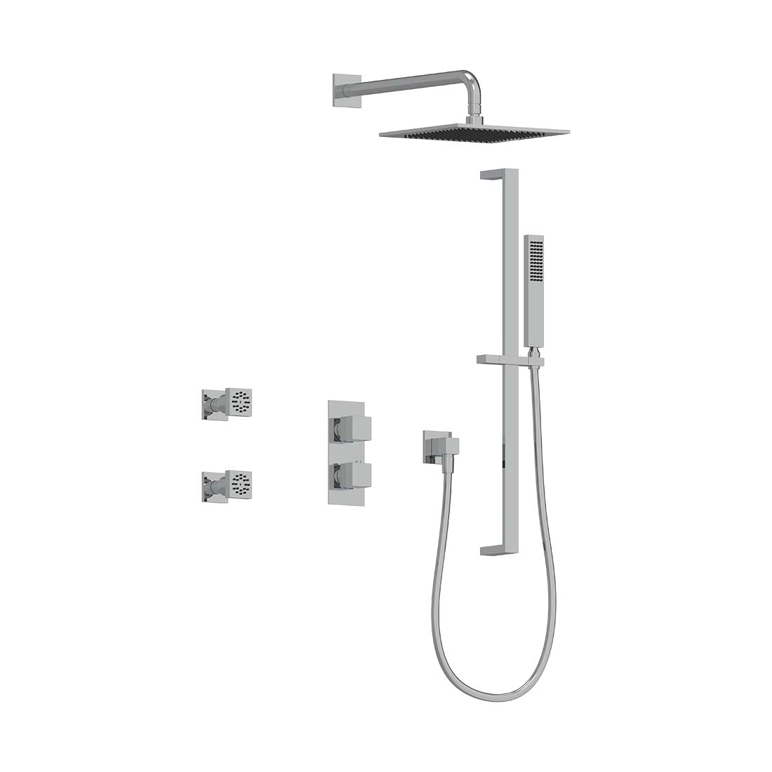 3-Way Thermostatic Shower Trim Set with Sprays