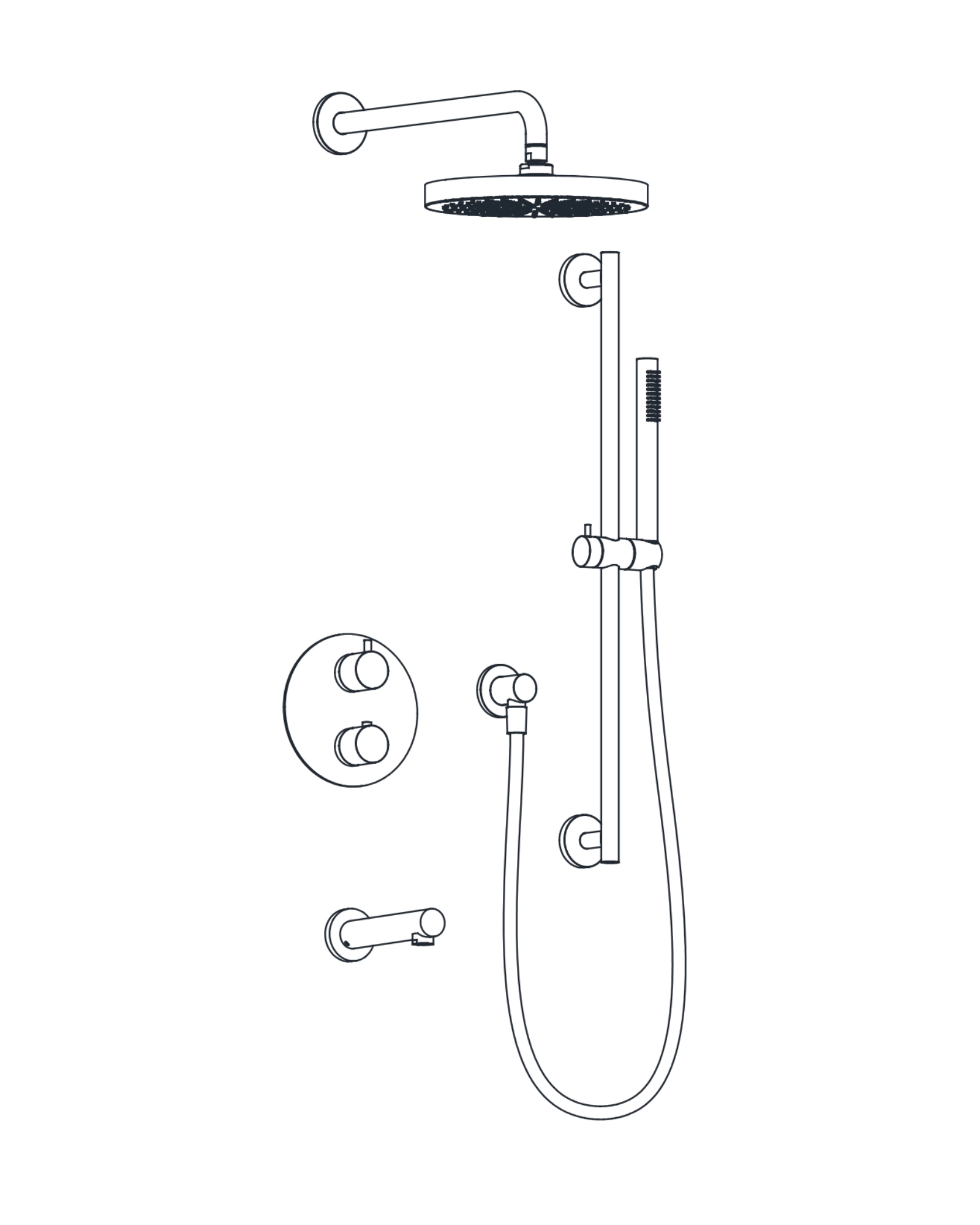 3-Way Thermostatic Shower Trim Set with Tub Spout
