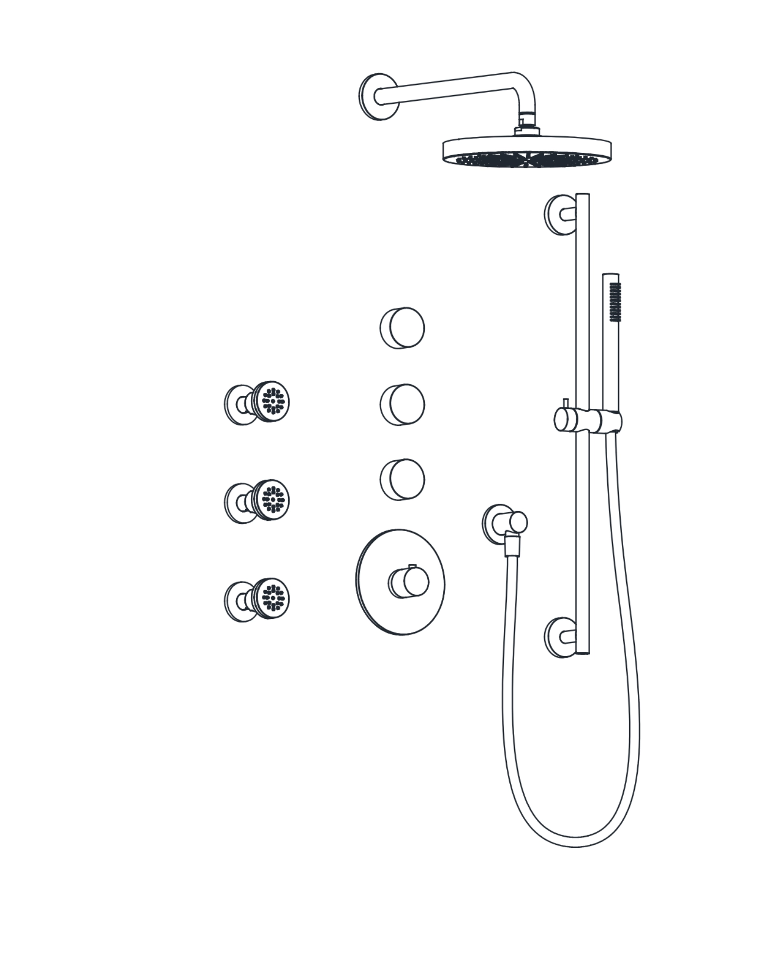 3-Way Thermostatic Shower Trim Set