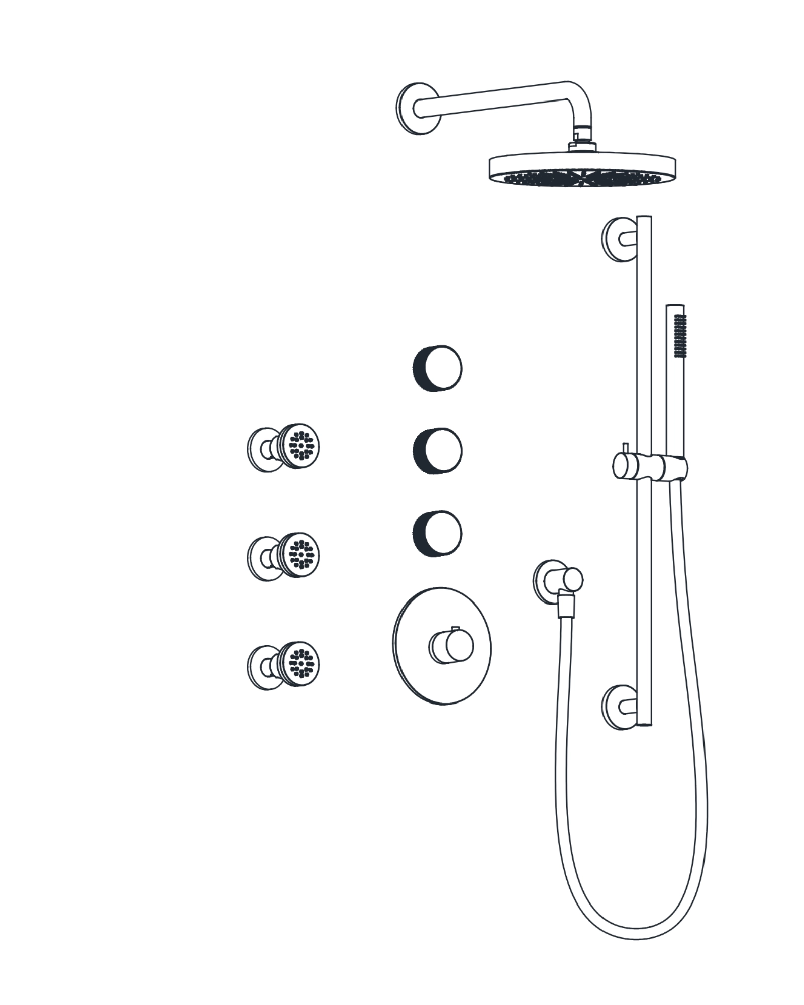 3-Way Thermostatic Shower Trim Set