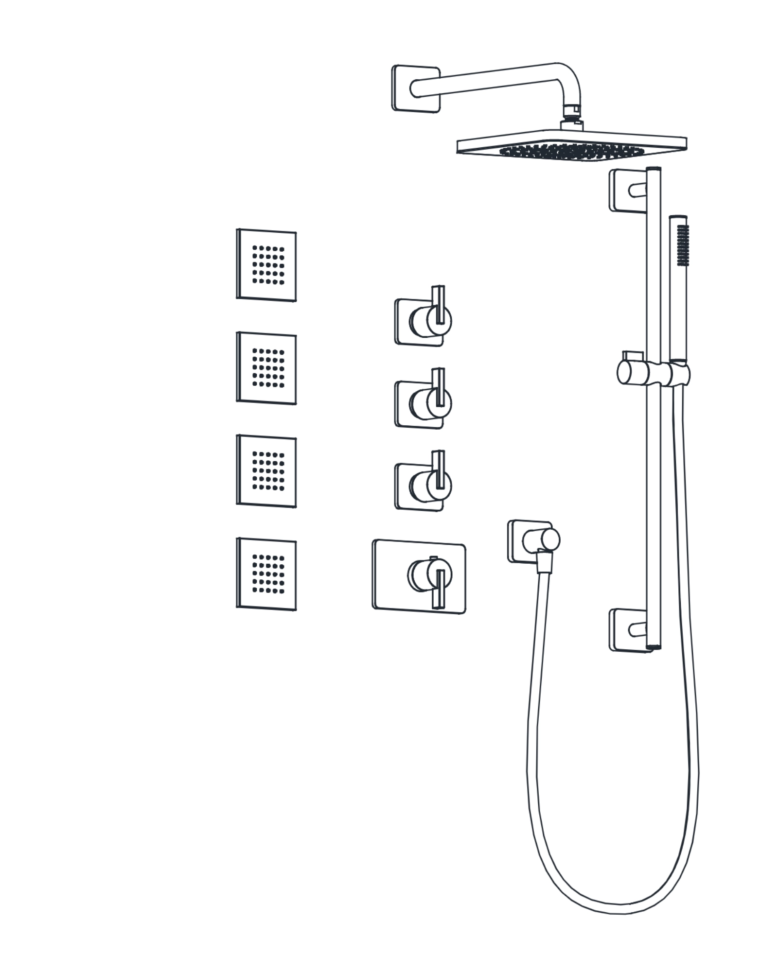 3-Way Thermostatic Shower Trim Set