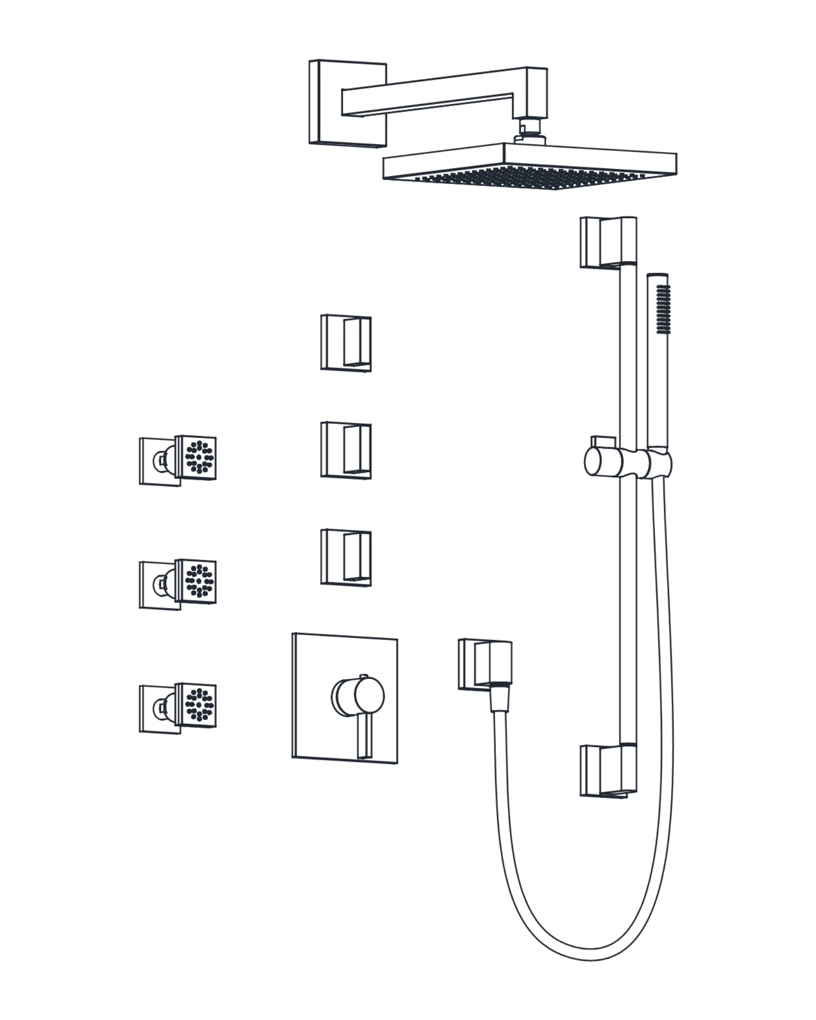 3-Way Thermostatic Shower Trim Set