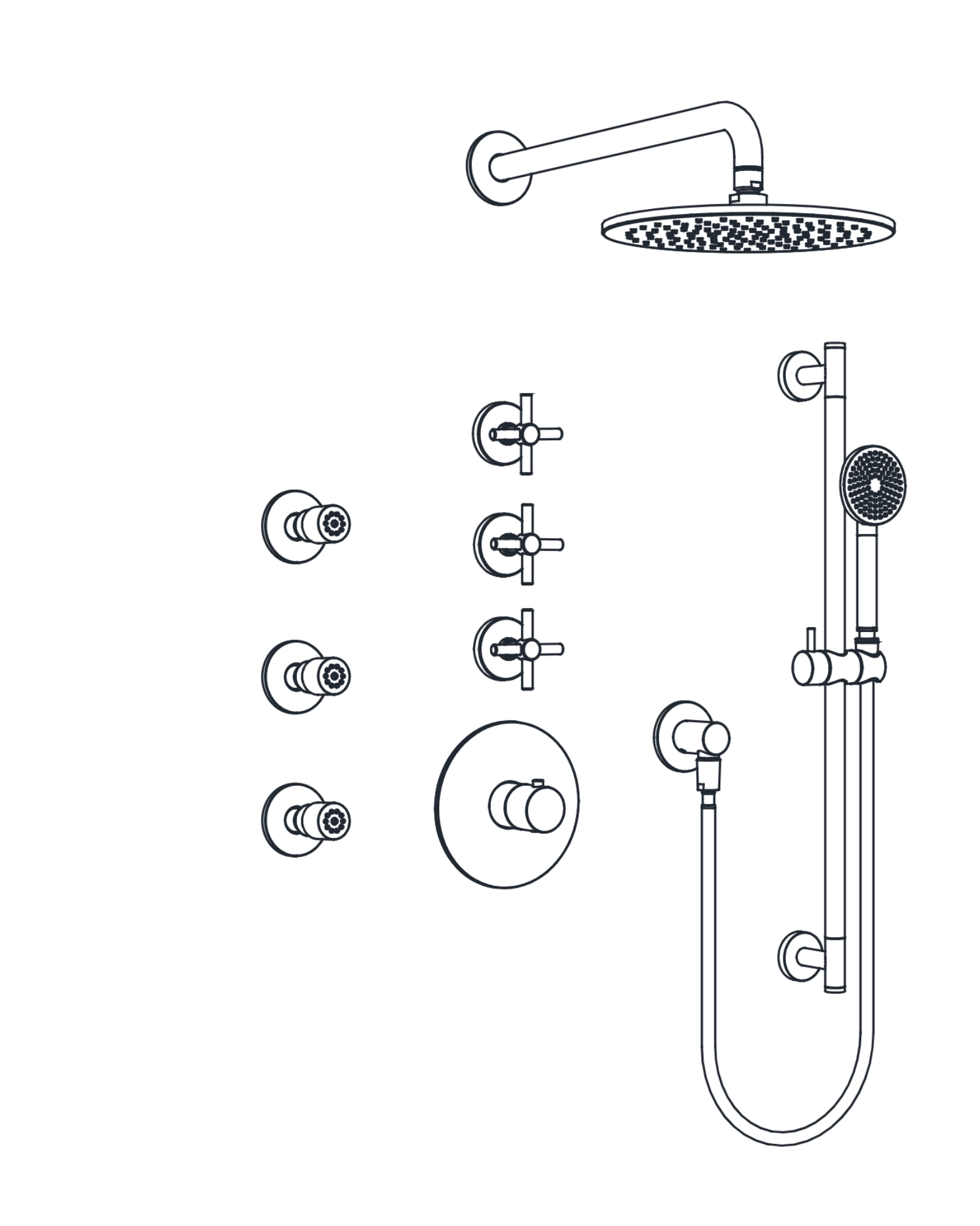 3-Way Thermostatic Shower Trim Set