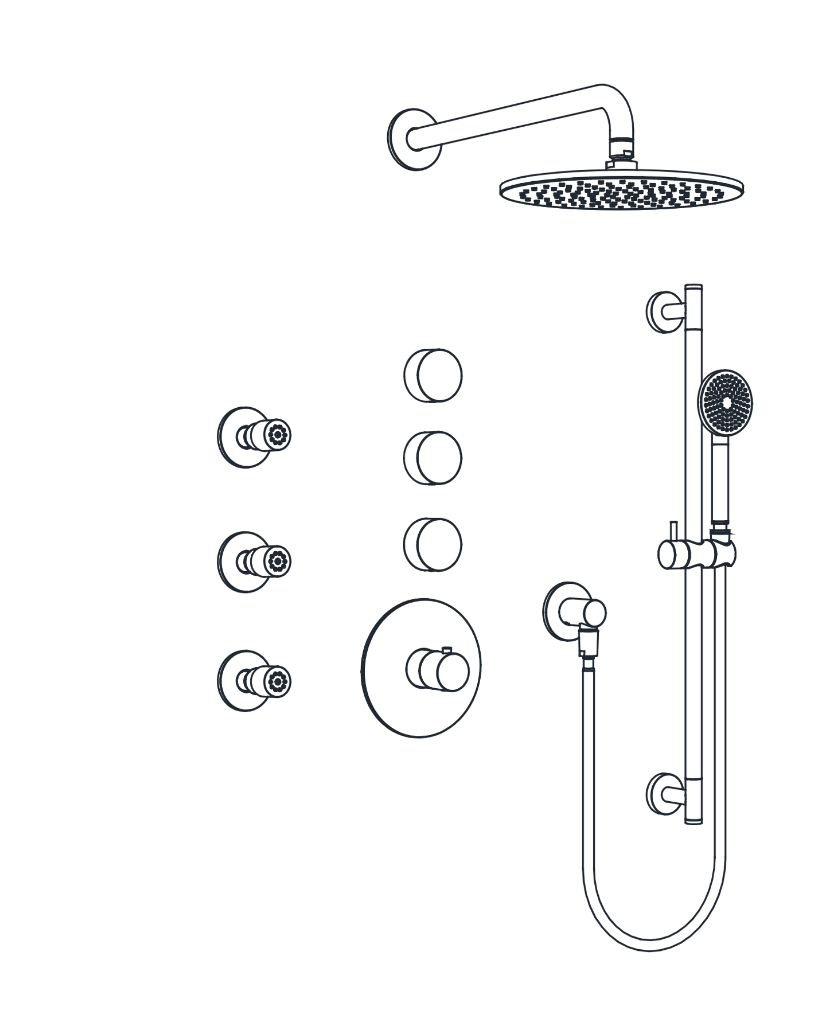 3-Way Thermostatic Shower Trim Set